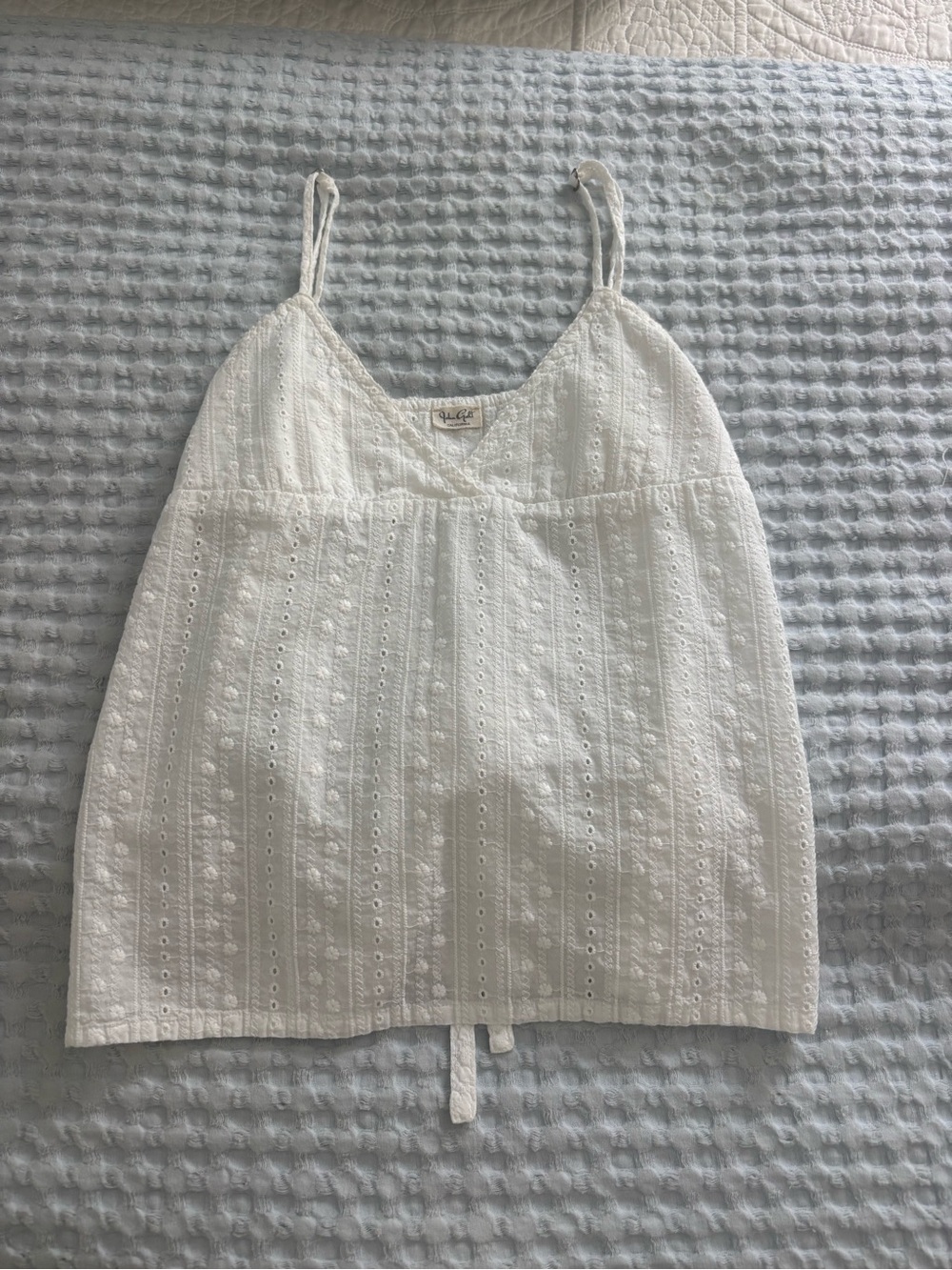 Brandy Melville White Eyelet Spaghetti Strap Tank Top